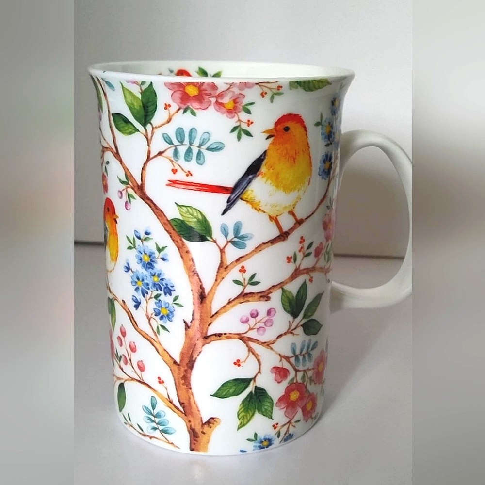 Ashdene Tree Of Life Bone China Coffee Mug Bird Floral Microwave Dishwasher Safe